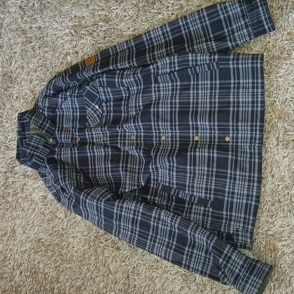 Quiksilver Blue and White Plaid Casual Button Down Shirt - Picture 2 of 3
